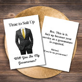 Elegant modern script Tuxedo Groomsman voorstel Kaart