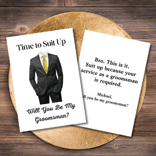 Elegant modern script Tuxedo Groomsman voorstel Kaart
