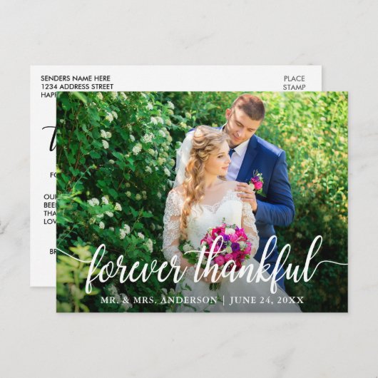 Elegant modern script voor nog maar liefdevol huwe briefkaart (Voorkant / Achterkant)