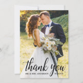 Elegant Modern Script Wedding Couple Foto Bedankkaart (Voorkant)