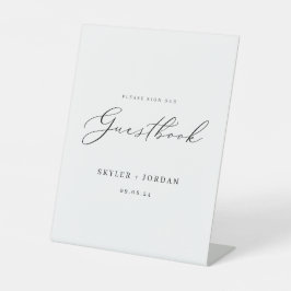 Elegant Modern Script Wedding Guest Book Reclamebord Met Voetstuk