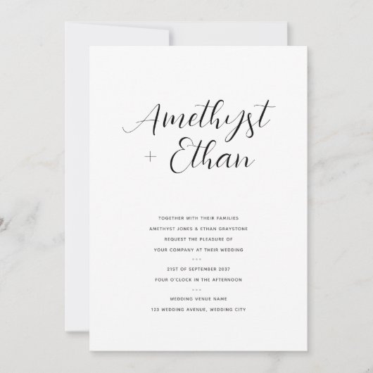 Elegant modern Script Wedding Kaart (Voorkant)