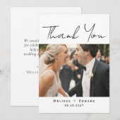 Elegant Modern Script Wedding Photo Bedankkaart (Voorkant / Achterkant)