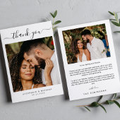 Elegant Modern Script Wedding Photo Bedankkaart