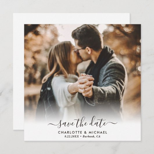 Elegant modern Script Wedding Photo Kraft Paper Aankondiging (Voorkant / Achterkant)