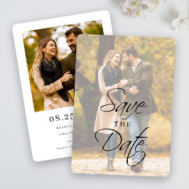 Elegant Modern Script Wedding Photo Save The Date