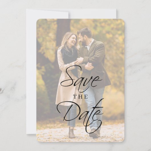Elegant Modern Script Wedding Photo Save The Date (Voorkant)