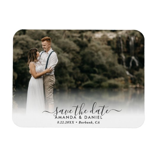 Elegant Modern Script Wedding Photo Save the Date Magneet (Horizontaal)