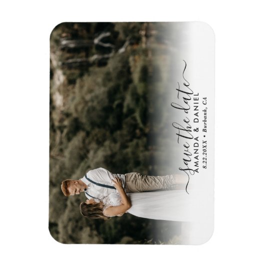 Elegant Modern Script Wedding Photo Save the Date Magneet (Verticaal)