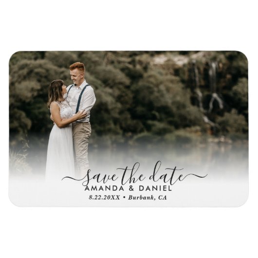 Elegant Modern Script Wedding Photo Save the Date Magneet (Horizontaal)