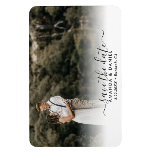 Elegant Modern Script Wedding Photo Save the Date Magneet (Verticaal)