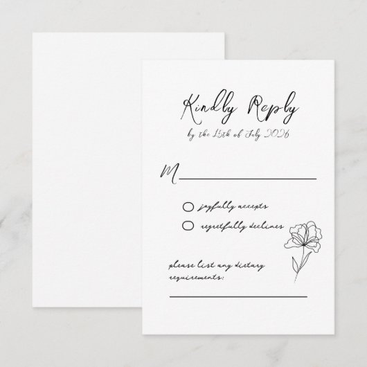 Elegant Modern Script Wedding Response Kaart (Voorkant / Achterkant)
