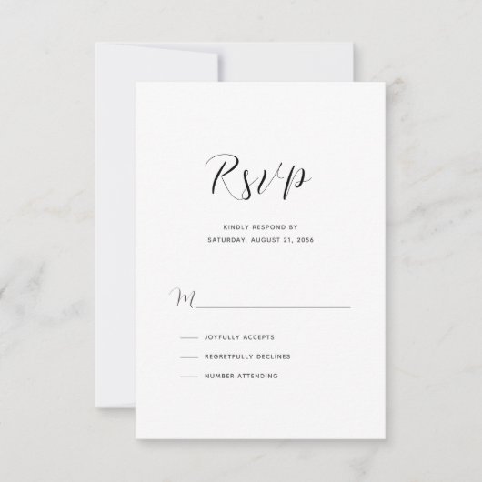 Elegant modern Script Wedding RSVP Kaartje (Voorkant)