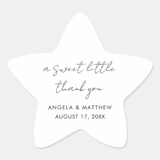 Elegant Modern Script Wedding Thank You Ster Sticker (Voorkant)