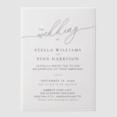 Elegant modern Script Wedding Vellum Uitnodigingen (Voorkant)