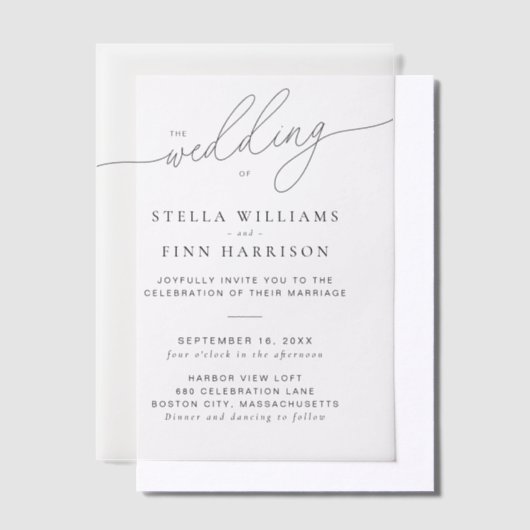Elegant modern Script Wedding Vellum Uitnodigingen (Offset)