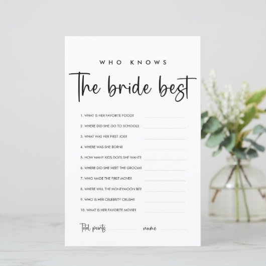 Elegant modern script | Wie kent de beste bride (Staand voorkant)
