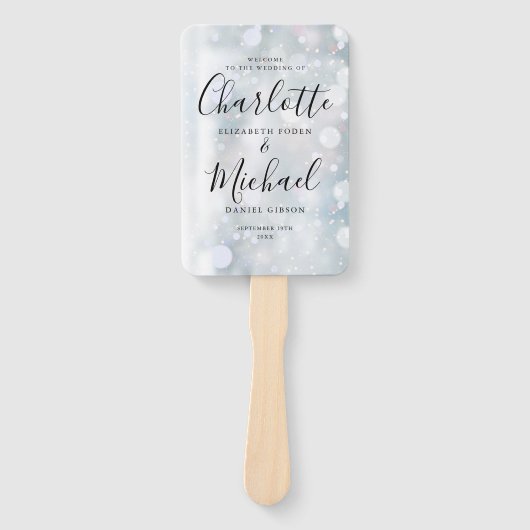 Elegant Modern Script Winter Huwelijksprogramma Handwaaier (Voorkant)