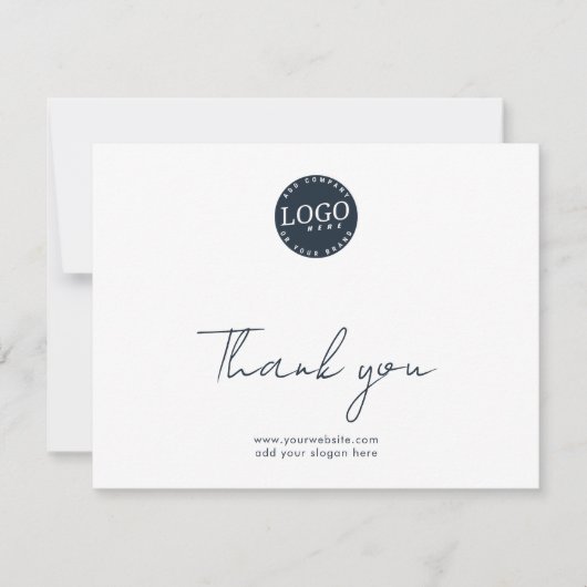 Elegant modern script zakelijk logo bedankt notitiekaartje (Voorkant)