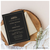 Elegant Modern Script Zwart Islamitisch Moslim Bru Kaart