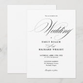 Elegant Modern Script Zwart-Wit Bruiloft Kaart (Voorkant / Achterkant)