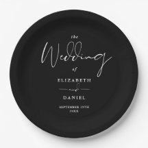 Elegant Modern Script Zwart-Wit Bruiloft