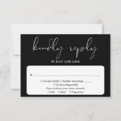 Elegant modern script zwart-wit bruiloft RSVP kaartje (Voorkant)