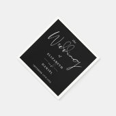 Elegant modern script zwart-wit bruiloft servet (Hoek)