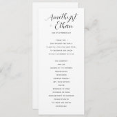 Elegant modern script zwart-wit huwelijk programmakaart (Voorkant / Achterkant)