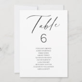 Elegant modern scriptlijstnummerdiagram kaart (Voorkant)