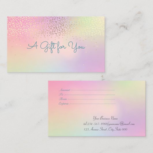 Elegant Modern Shinny Confetti Holographic Kortingskaartje (Voorkant / Achterkant)