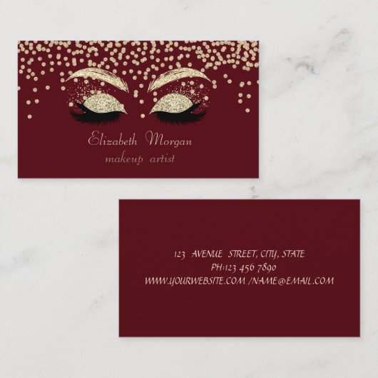 Elegant Modern Shiny Diamonds-Glitter Faux Lashes Visitekaartje (Voorkant / Achterkant)