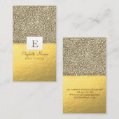 Elegant Modern Shiny Monogram Gold Glitter Visitekaartje (Voorkant / Achterkant)