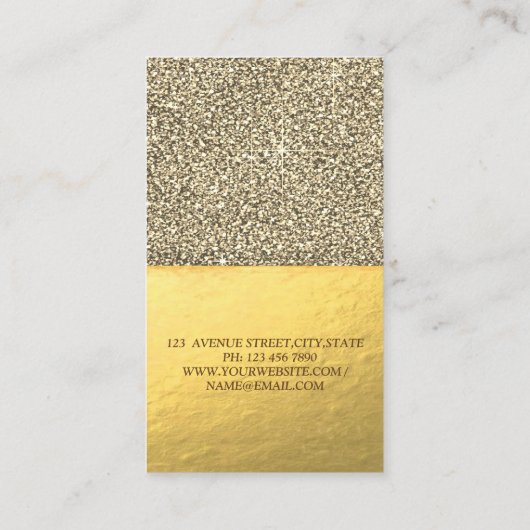 Elegant Modern Shiny Monogram Gold Glitter Visitekaartje (Achterkant)