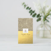 Elegant Modern Shiny Monogram Gold Glitter Visitekaartje (Staand voorkant)