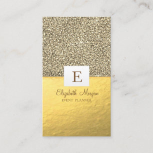Elegant Modern Shiny Monogram Gold Glitter Visitekaartje