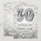Elegant Modern Silver 30e verjaardag Kaart (Voorkant / Achterkant)