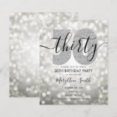 Elegant Modern Silver 30th Birthday Party Invite (Voorkant / Achterkant)