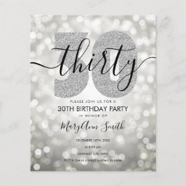 Elegant Modern Silver 30th Birthday Party Invite