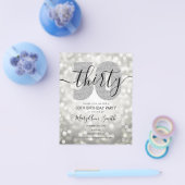Elegant Modern Silver 30th Birthday Party Invite Flyer (Enkel)