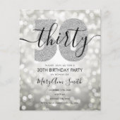 Elegant Modern Silver 30th Birthday Party Invite Flyer (Voorkant)