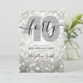 Elegant Modern Silver 40e verjaardag Kaart (Staand voorkant)