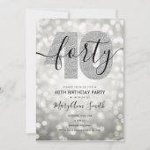 Elegant Modern Silver 40e verjaardag Kaart (Voorkant)