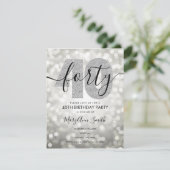 Elegant Modern Silver 40e verjaardag Kaart (Staand voorkant)