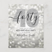 Elegant Modern Silver 40th Birthday Party Invite (Voorkant)