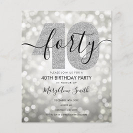 Elegant Modern Silver 40th Birthday Party Invite