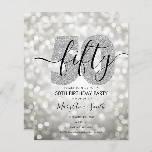 Elegant Modern Silver 50e verjaardag (Voorkant / Achterkant)