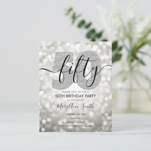 Elegant Modern Silver 50e verjaardag (Staand voorkant)
