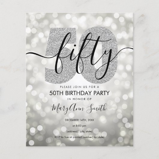 Elegant Modern Silver 50e verjaardag (Voorkant)