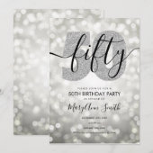 Elegant Modern Silver 50e verjaardag Kaart (Voorkant / Achterkant)